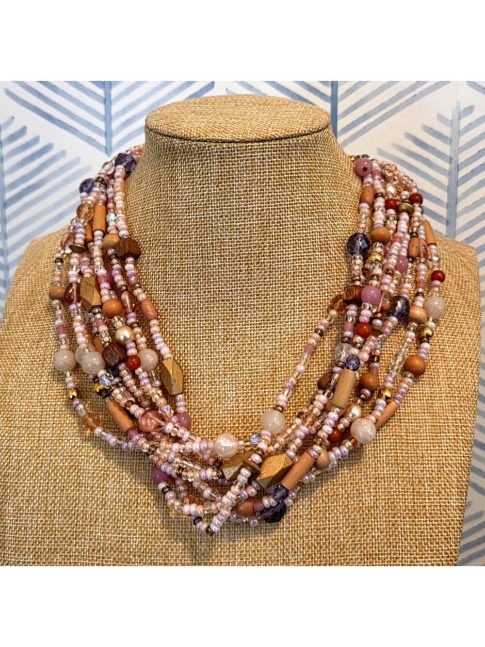 Joan Rivers Collection Pink Multi Strand Glass Bead 18" Necklace